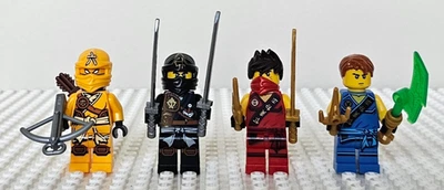 LEGO Ninjago Tournament of Elements minifig lot including Kai, Jay, Cole, Skylor - Image 1 of 3