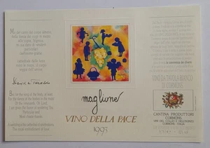 ETICHETTA VINO DELLA PACE 1993 Massimo Maglione Napoli versi David M. Turoldo - Picture 1 of 1
