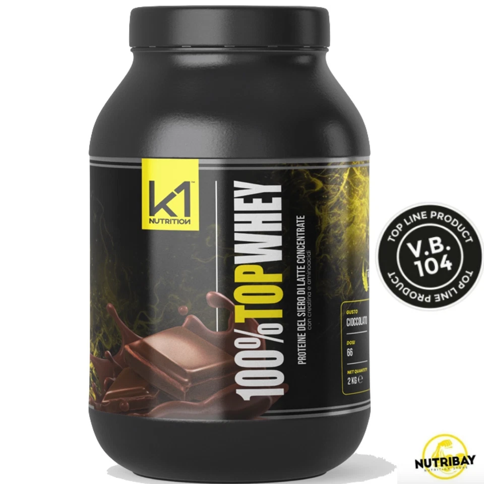 K1 NUTRITION 100% TOP WHEY 2 KG PROTEINE SIERO LATTE TAURINA CREATINA AMINOACIDI - Immagine 1 di 1