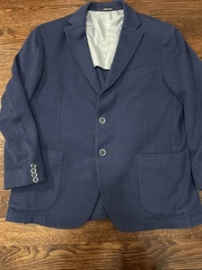 Saks Fifth Avenue Two Button Navy Modern Fit Mens Blazer Jacket Sz 46R Textured - Picture 1 of 19