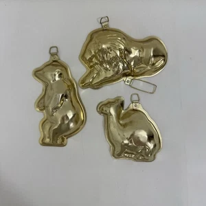 Vintage Metalldose goldfarbene Form 3er Set Löwe Bär Kamel - Bild 1 von 8