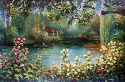 Classical Impression Garden Landscape Home Decor Wall Art Printed On Canvas - Image 1 of 4