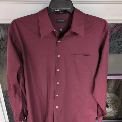 Covington Mens Button Up Dress Shirt 17-17.5 XL 36-37 Burgandy Long Sleeve - Image 1 of 4