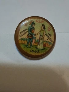 Antique 1892 KLS Knights and Ladies of Security Pinback Button Pin - Picture 1 of 6