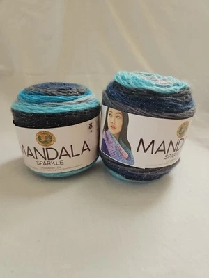 Lion Brand Mandala Sparkle Aquarius 2 Skeins 328 Yards Each Striping Yarn  - Image 1 of 4