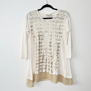 Neu mit Etikett Logo by Lori Goldstein asymmetrisches Pailletten Tunika Top Größe XS - Bild 1 von 6