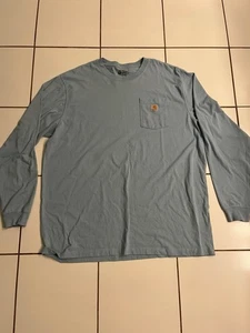 Carhartt Long Sleeve Pocket T-Shirt 2XLT Blue Loose Fit Workwear Made Guatemala - Picture 1 of 5