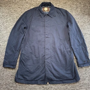 Pretty Green Jacket Mens XL Navy Langley Button Up Mac Coat Long Oasis Paisley - Picture 1 of 10