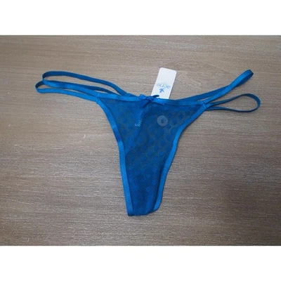 Aerie Vintage Blue Lace Dot Double Strap Thong Bikini Panty S Small - Image 1 of 4