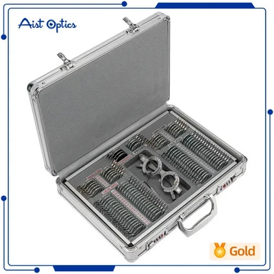 Equipo de Optometría 104 Juego de Lentes de Prueba Llantas de Metal Estuche de Aluminio + Marco Gratis Foto 1 de 4