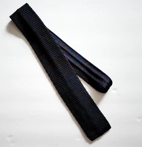 Biella Collezioni G Vasta Knit Summer Silk Necktie Square End Striped Blue-Brown - Picture 1 of 4