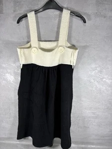 Y2K Pineapple Cream And Black Colour block Pinafore Style Dress Size 16 - Picture 1 of 4