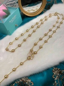 new style AAAA NATURAL SOUTH SEA Gold PEARL NECKLACE - Picture 1 of 3