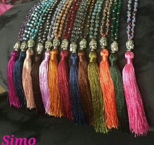 COLLANA LUNGA DONNA ROSARIO BUDDHA GRANI COLORI NAPPINA ARGENTO REGALO SCONTI - Imagen 1 de 1