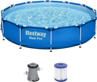 Bestway Rundpool Steel Pro Frame Pool-Set mit Filterpumpe, Ø 366 x 76 cm, blau - Bild 1 von 4