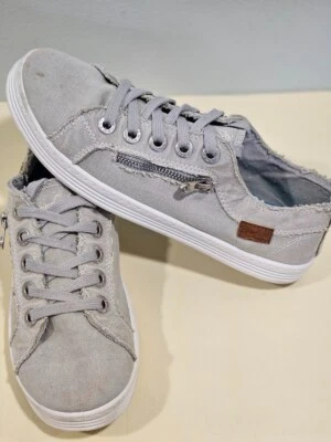 Blowfish Malibu Foxie Mujer Talla 9 Gris Con Cordones Parte Superior Baja Tenis Zapatos Foto 1 de 4