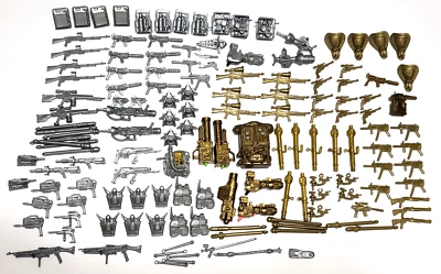 GI JOE COBRA VINTAGE 1985-94 SILVER GOLD 130+ WEAPONS ACCESSORIES GUNS PARTS LOT - Image 1 of 4