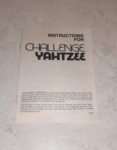 Yahtzee Challenge Vintage 1974 Lowe Dice Game Replacement Piece INSTRUCTIONS - Picture 1 of 3