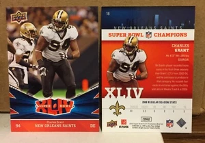 Charles Grant 2010 cubierta superior Super Bowl XLIV campeones New Orleans Saints #18 - Imagen 1 de 1