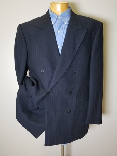 Giacca blazer cappotto sportivo Valentino doppiopetto blu a righe lana 44R nuovo senza etichette