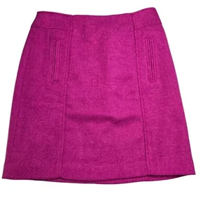 Talbots Petites Rock Größe 2P Magenta gefüttert Wollmischung Reißverschluss hinten Taschen Büro - Bild 1 von 11
