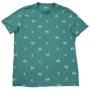 Old Navy Crab & Anchor Print Cotton Blend Short Sleeve Tee Shirt Teal M Tall - Picture 1 of 21