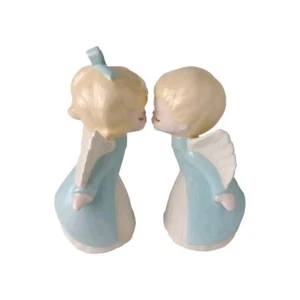 Blue And White Boy Girl  Angels Porcelain Vintage GC 1990’s Figurines  8x4x4" - Picture 1 of 10