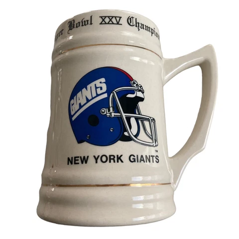 New York Giants NFC Super Bowl 25 XXV Champions Stein Beer Mug White 1991 Cover