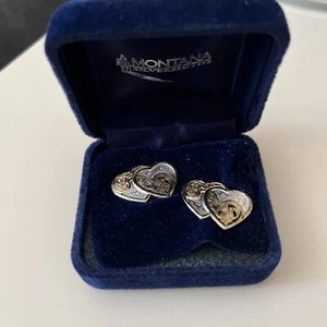 Neu im Karton ~ Montana Silber Smith Doppel Herz Ohrringe mit Goldschichten Hergestellt in den USA - Bild 1 von 9
