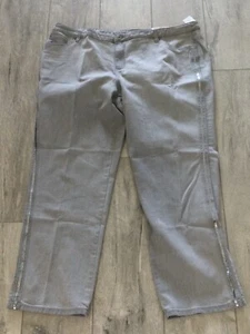 CJ BANKS Grey Jeans w/Sequins Down Side of Legs. Moderately Curvy. Sz 24W. NEW. - Picture 1 of 9