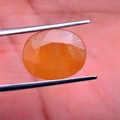 Anillo de corte ovalado amarillo zafiro natural certificado 11,10 quilates tamaño piedra preciosa Foto 1 de 4