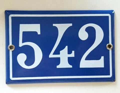 Enamel house number 542 sign Vintage french wall door street gate plaque plate Cover