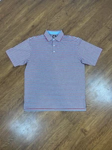 FootJoy Dri-Fit Men’s Short Sleeve Blue And Red Striped Polo Size X-Large - Picture 1 of 8
