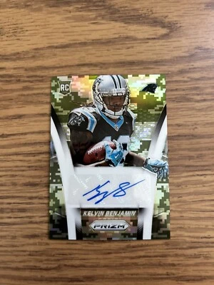 2014 Panini Prizm Kelvin Benjamin RC Auto Camo /150 #AR-KB Autograph Panthers - Image 1 of 2