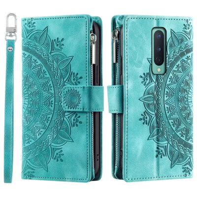 For OnePlus 8 Case Datura Leather Zipper Card Slots Flip Wallet Pocket Cover - Image 1 of 4