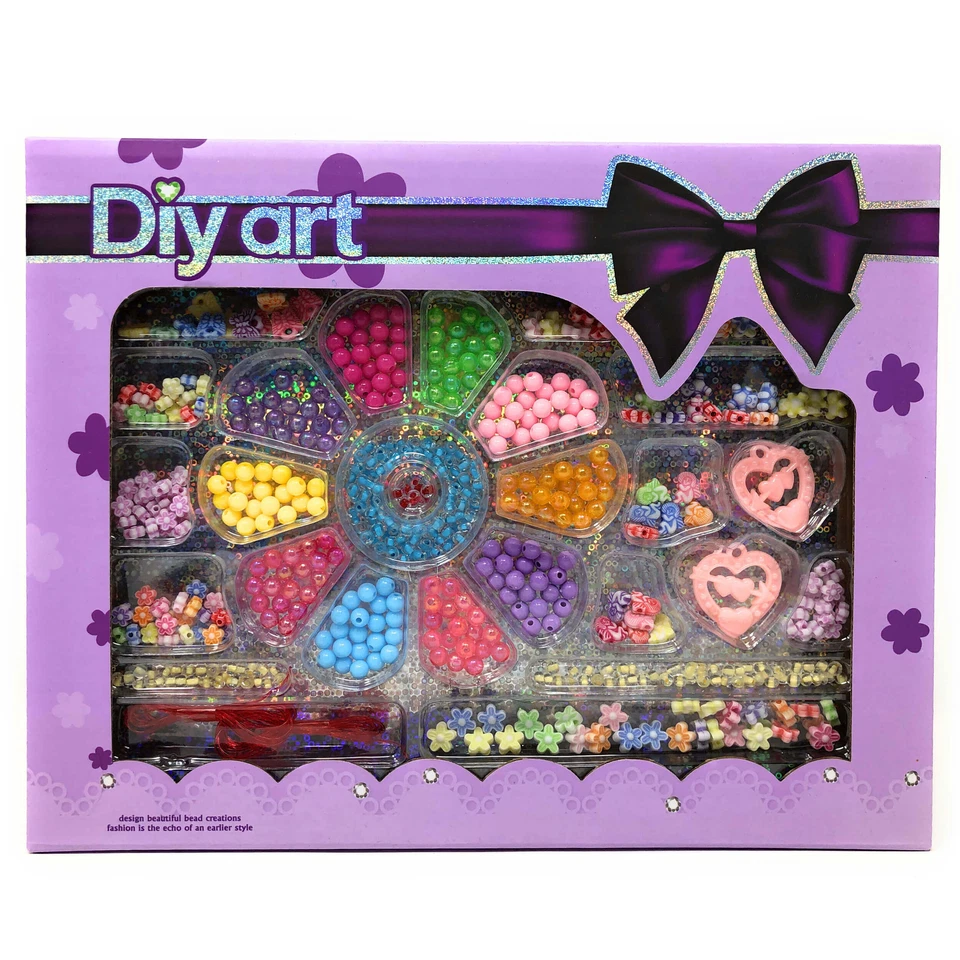Bastelset Mädchen Perlen Armband Ketten basteln Schmuck Kinder DIY auffädeln - Bild 1 von 4