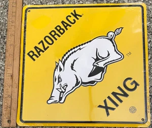 NEW Arkansas Razorbacks XING Crossing Official NCAA 12” Metal Parking Sign NIP - Picture 1 of 2