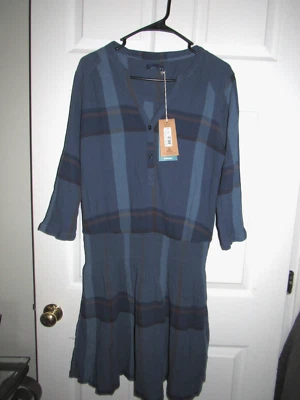 $89 Новый с Ярлыками новый PRANA женщин Sz средний сахара сосны платье синий клетку равноденствия - Изображение 1 из 4