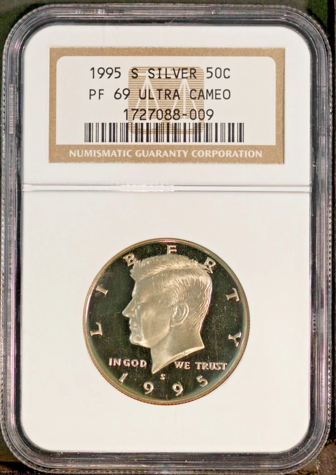 1995-S 50c Silver JFK Half-dollar PF69UCAM NGC # 1727088-009 + Bonus - Image 1 of 2