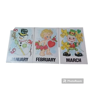  Atrelle Dill Roberta Ross Vintage Poster Jan Feb Mar Valentines St Patricks VTG - Picture 1 of 13