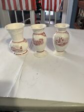 Vintage Johnson Bros Old Britain Castle 5” Vase Set Of 3