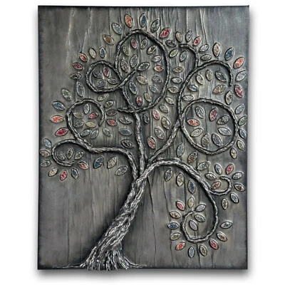 Arte de parede moderna de fazenda pequena pintura original de árvore em tela, 16x20 polegadas - Imagem 1 de 4