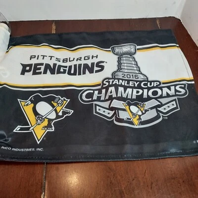 NHL Pittsburgh Penguins Hockey 2016 Stanley Cup Car Flag Black - Image 1 of 4