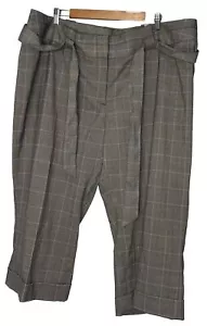 NET Lane Bryant Women’s Capri Trousers Dress Pants Gray Plaid Straight Size 24 - Picture 1 of 9