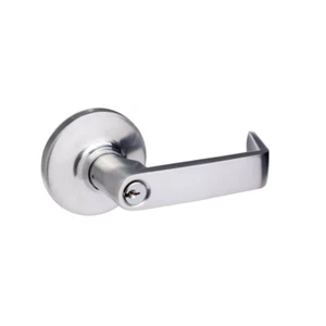 Brushed Chrome Storeroom Lever Trim with Lock for Panic Exit Device - Picture 1 of 12