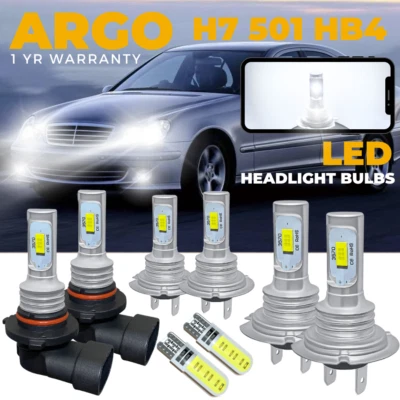 For Mercedes C-Class W203 Led White 6000k Headlight Fog Side Light Bulbs 00-07 - Image 1 of 4