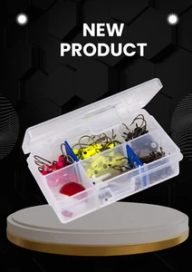 Outdoors Fishing Tackle Box w/ Anti-Rust Dividers, 6 Compartments - Picture 1 of 4