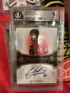 2007-08 SP Authentic Patrick Kane Sign Of The Times Rookie RC Auto Beckett 9 - Picture 1 of 2