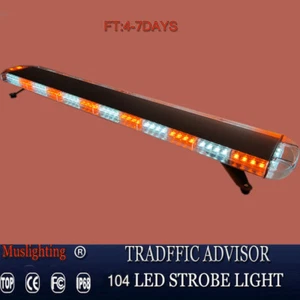 55" 104 LED EMERGENCY LIGHT BAR WARNING FLASH STROBE LIGHTS Amber White - Picture 1 of 10