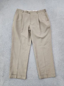 Alan Flusser Pants Mens 40X30 Regular Brown Straight Leg Pleated Adult Mid Rise - Picture 1 of 13